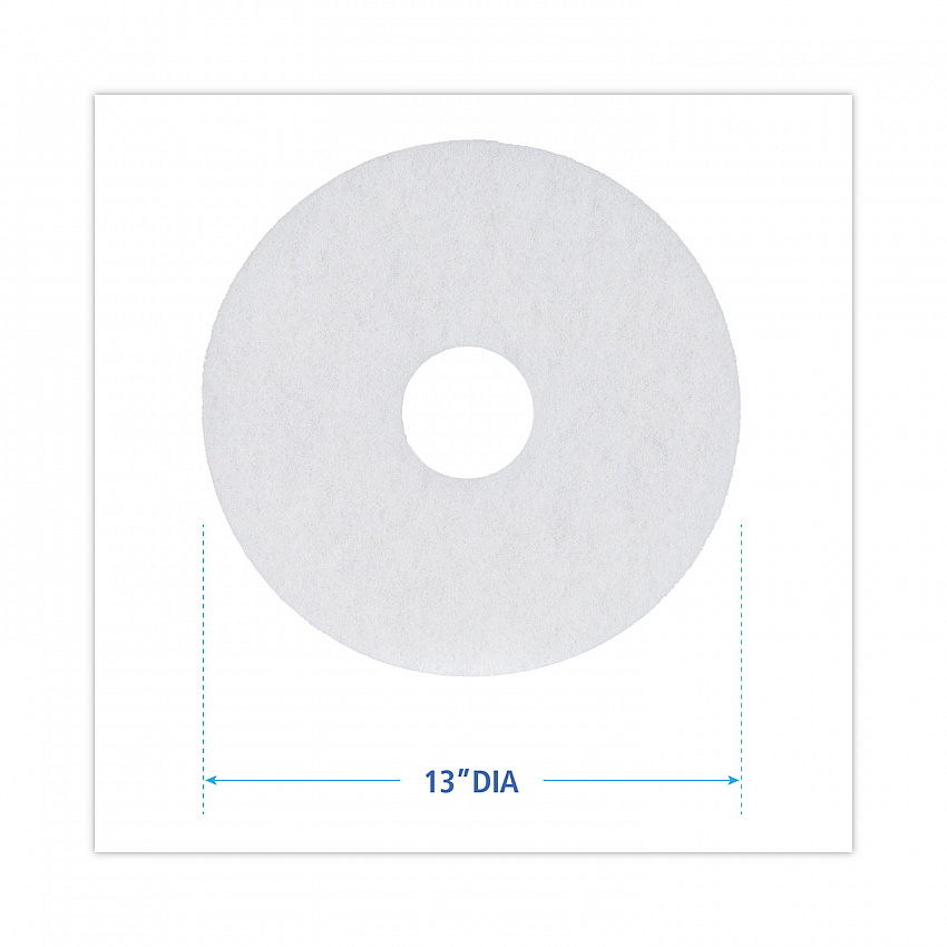 Polishing Floor Pads, 13" Diameter, White, 5/Carton (4013WHI)