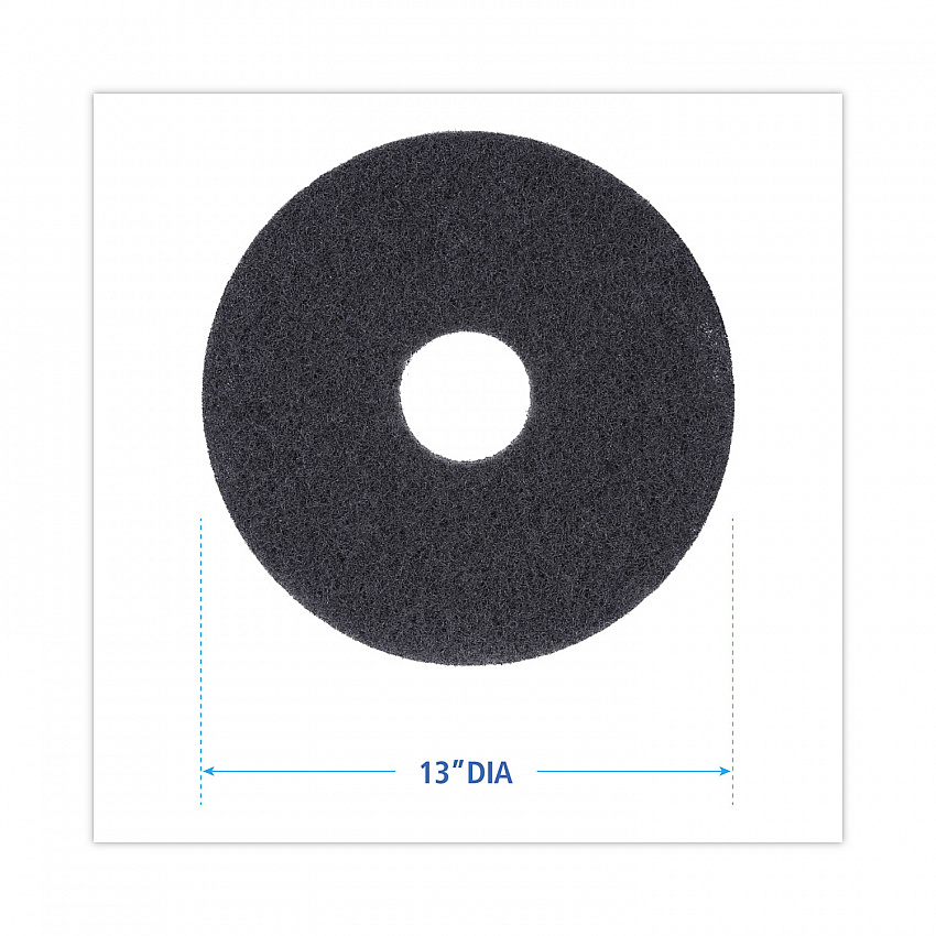 Stripping Floor Pads, 13" Diameter, Black, 5/Carton (4013BLA)