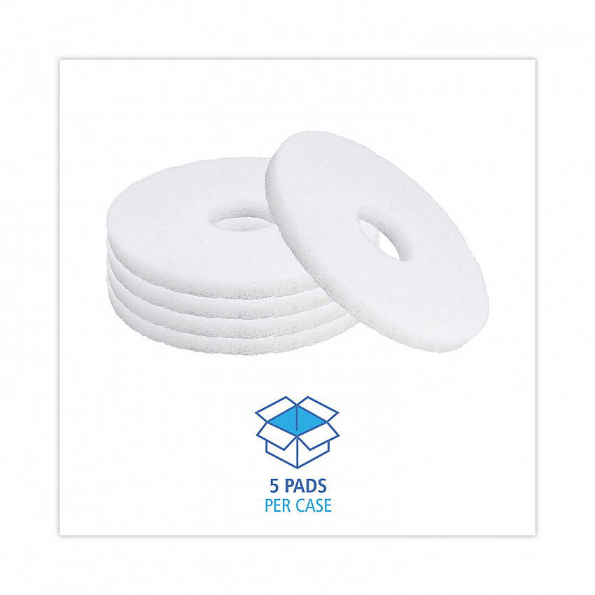 Polishing Floor Pads, 12" Diameter, White, 5/Carton (4012WHI)