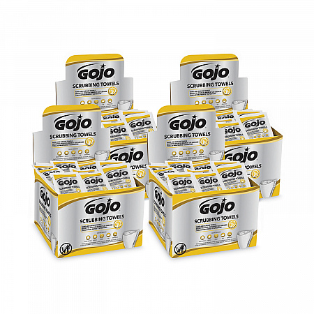 Scrubbing Towels in Counter Display, Hand Cleaning, 12.25 x 10.5, Fresh Citrus, 4 Boxes, 80 Individually Wrapped Wipes/Carton (638004)
