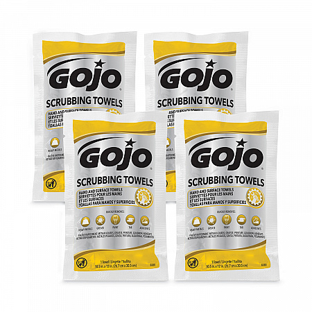 Scrubbing Towels in Counter Display, Hand Cleaning, 12.25 x 10.5, Fresh Citrus, 4 Boxes, 80 Individually Wrapped Wipes/Carton (638004)