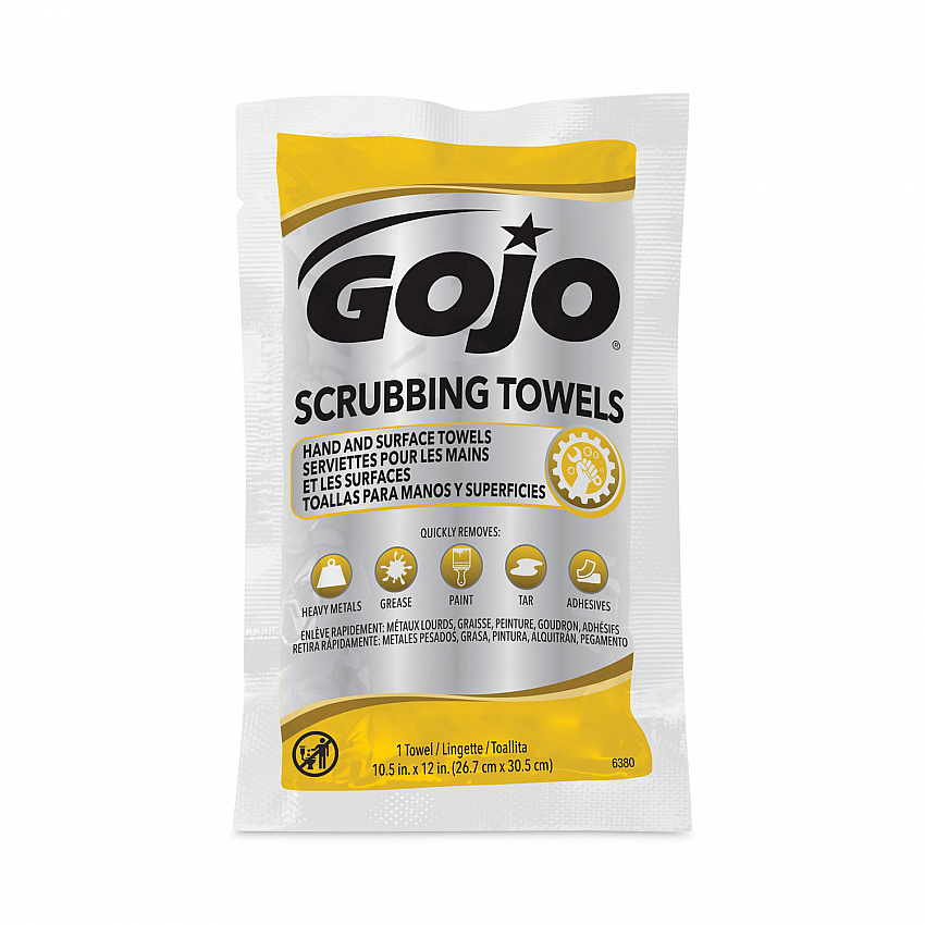 Scrubbing Towels in Counter Display, Hand Cleaning, 12.25 x 10.5, Fresh Citrus, 4 Boxes, 80 Individually Wrapped Wipes/Carton (638004)