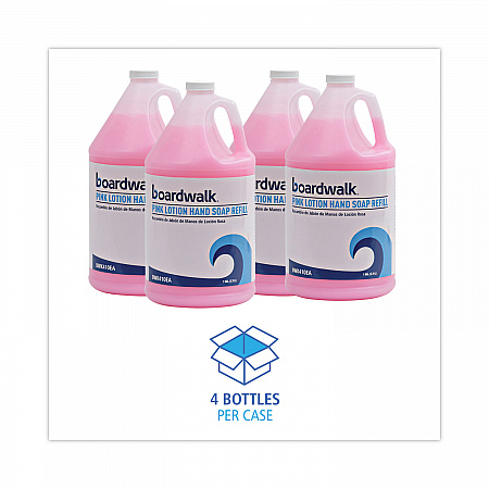 Mild Cleansing Pink Lotion Hand Soap Refill, Cherry Scent, 1 gal Bottle, 4/Carton (410CT)