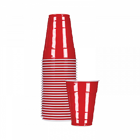 Easy Grip Disposable Plastic Party Cups, 9 oz, Red, 50/Pack, 12 Packs/Carton (C20950CT)