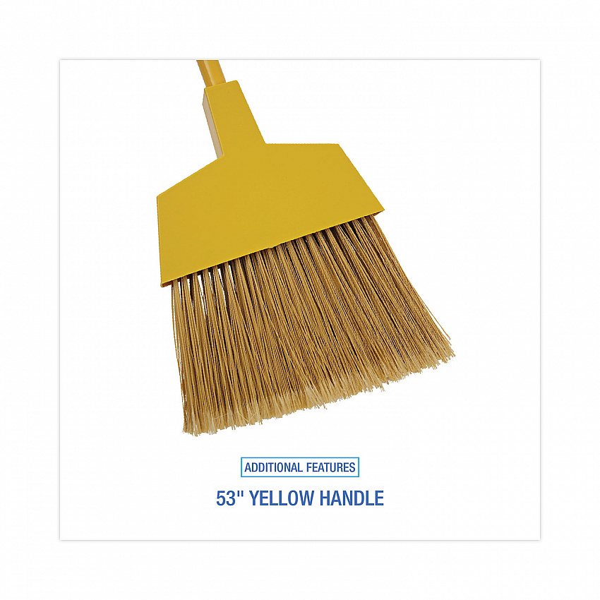 Poly Bristle Angler Broom, 53" Length, Yellow, 12/Carton (932M)