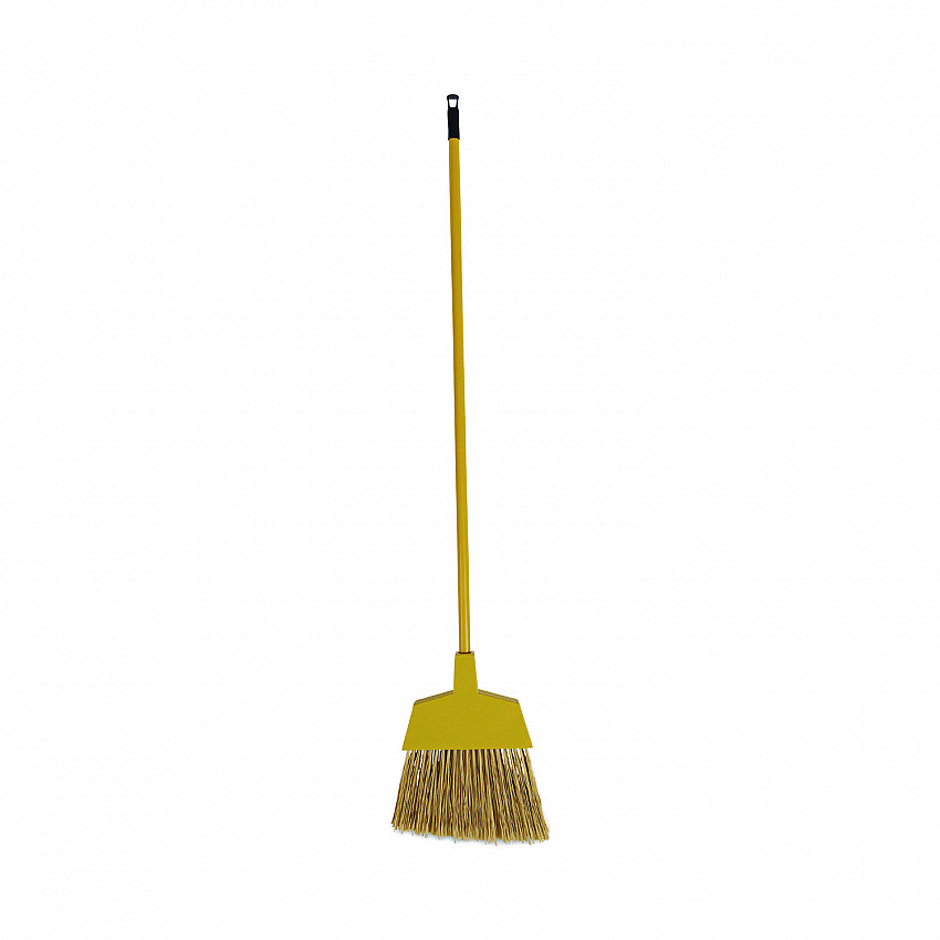 Poly Bristle Angler Broom, 53" Length, Yellow, 12/Carton (932M)