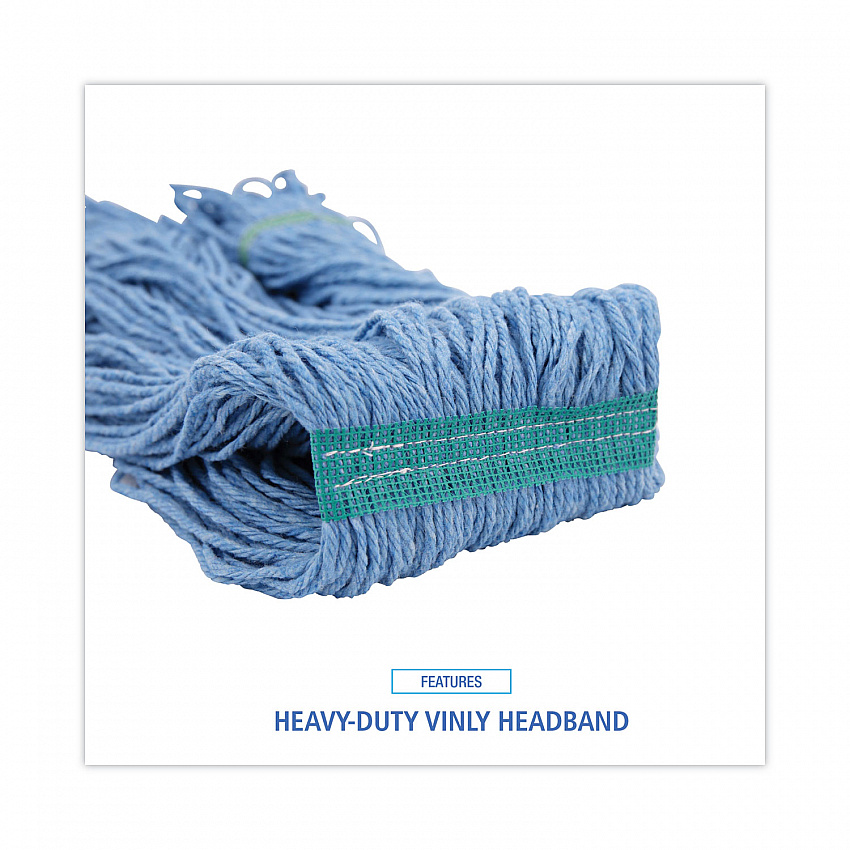 Super Loop Wet Mop Head, Cotton/Synthetic Fiber, 1" Headband, Medium Size, Blue (502BLNB)