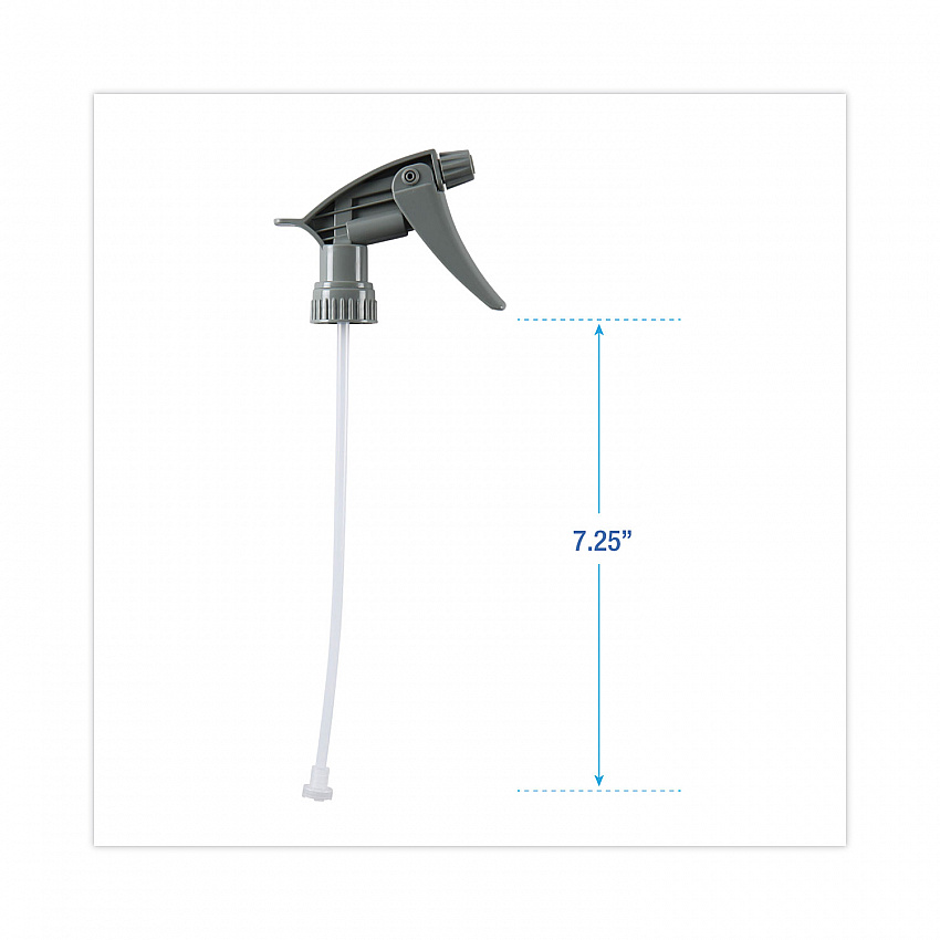 Chemical-Resistant Trigger Sprayer 320CR, 7.25" Tube, Fits 16 oz Bottles, Gray, 24/Carton (72108)