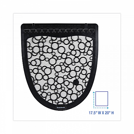 Disposable Urinal Floor Mat 2.0, Shield-Shaped, Black/White Slip-Resistant Surface, 17.5