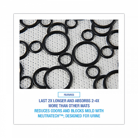 Disposable Urinal Floor Mat 2.0, Shield-Shaped, Black/White Slip-Resistant Surface, 17.5