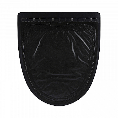 Disposable Urinal Floor Mat 2.0, Shield-Shaped, Black/White Slip-Resistant Surface, 17.5
