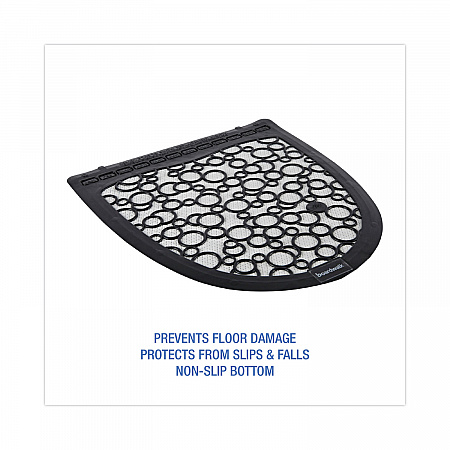 Disposable Urinal Floor Mat 2.0, Shield-Shaped, Black/White Slip-Resistant Surface, 17.5