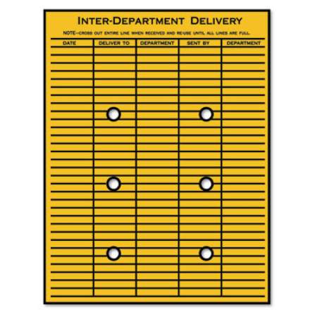 Quality Park Brown Kraft String and Button Interoffice Envelope, #97, Two-Sided Five-Column Format, 10 x 13, Brown Kraft, 100/Carton (63561)