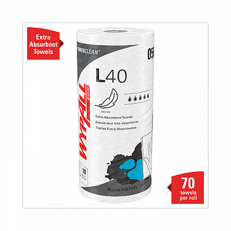 L40 Towels, Small Roll, 10.4 x 11, White, 70/Roll, 24 Rolls/Carton (05027)