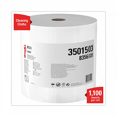X50 Cloths, Jumbo Roll, 13.4 x 9.8, White, 1,100/Roll (35015)