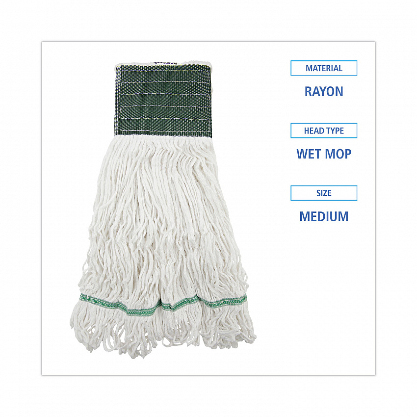 Saddleback Loop End Rayon Mop Head, Rayon, Medium, 14 oz, White, Dozen (SP200M14DZ)