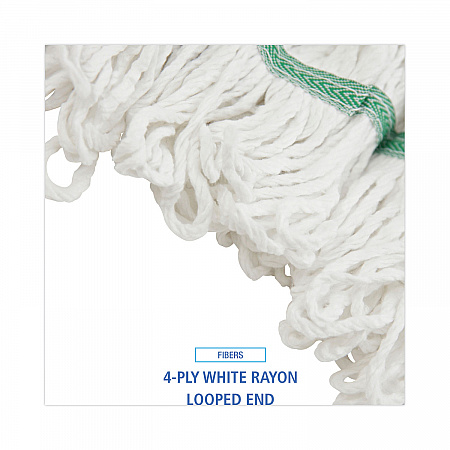Saddleback Loop End Rayon Mop Head, Rayon, Medium, 14 oz, White, Dozen (SP200M14DZ)