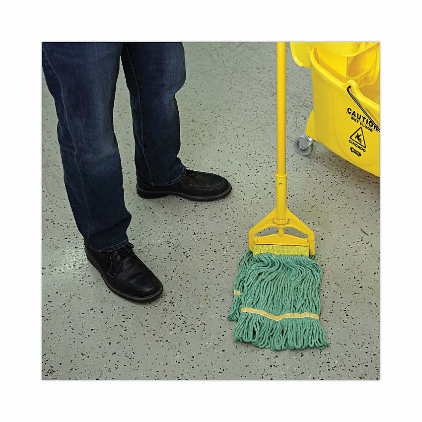 Super Loop Wet Mop Head, Cotton/Synthetic Fiber, 5" Headband, Small Size, Green, 12/Carton (501GN)