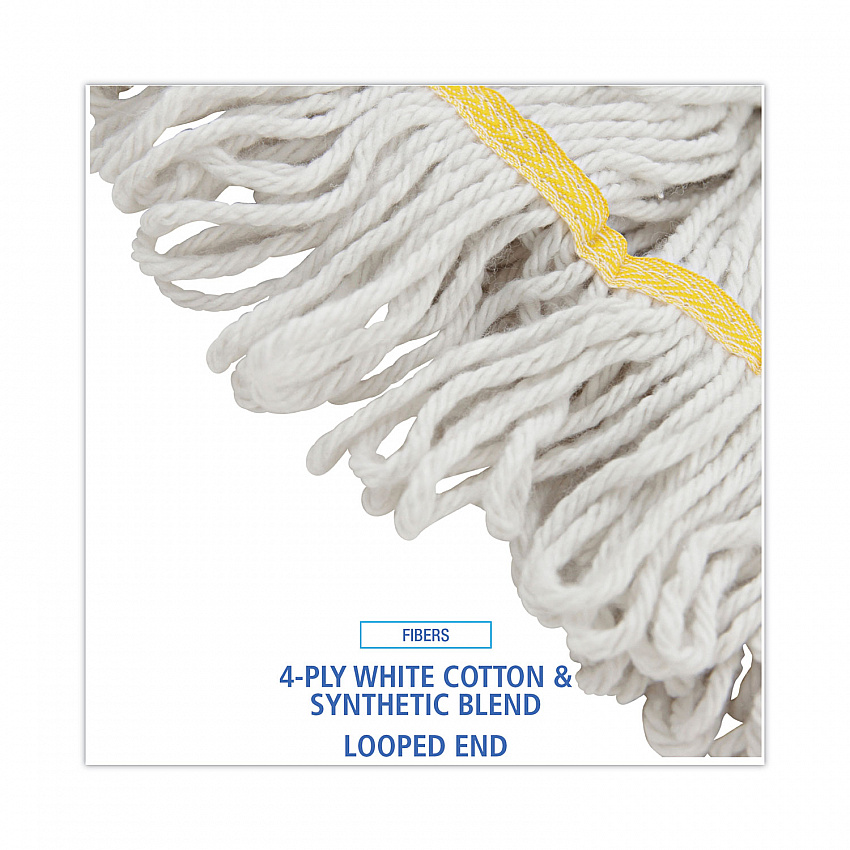 Super Loop Wet Mop Head, Cotton/Synthetic Fiber, 5" Headband, Small Size, White, 12/Carton (501WH)