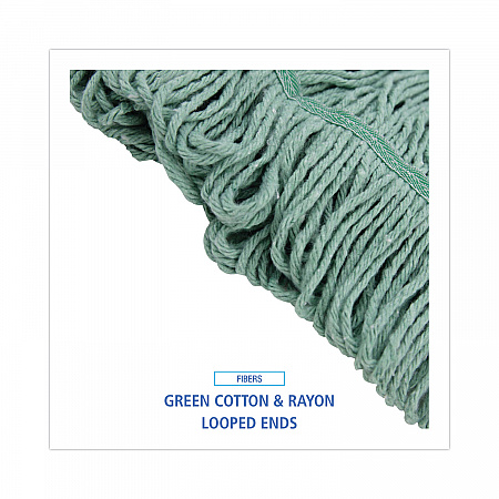 Narrowband Looped-End Mop Head, Premium Standard Head, Cotton/Rayon Fiber, Medium, Green, 12/Carton (502GNNB)