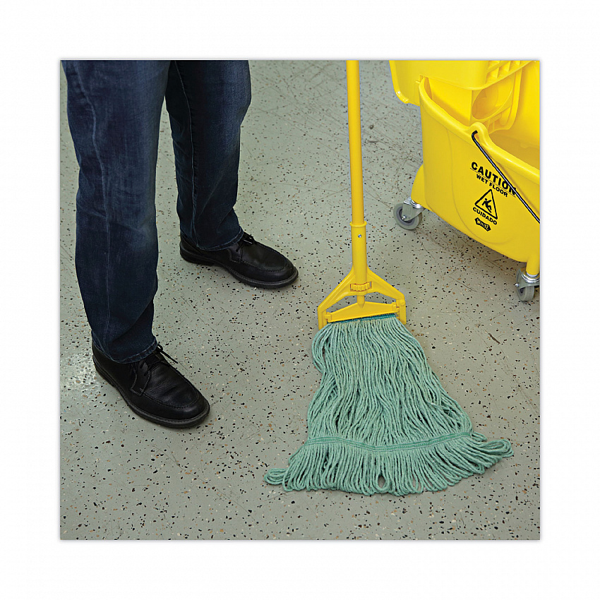 Narrowband Looped-End Mop Head, Premium Standard Head, Cotton/Rayon Fiber, Medium, Green, 12/Carton (502GNNB)