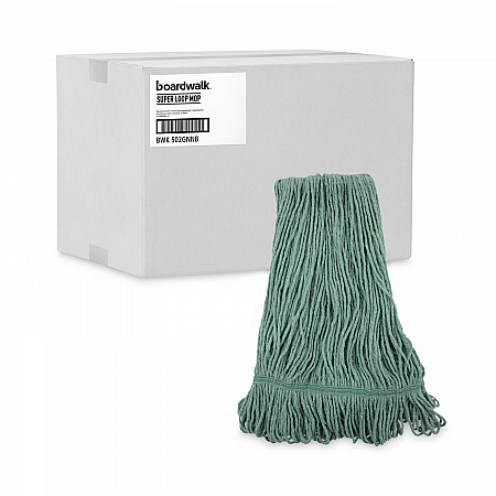 Narrowband Looped-End Mop Head, Premium Standard Head, Cotton/Rayon Fiber, Medium, Green, 12/Carton (502GNNB)