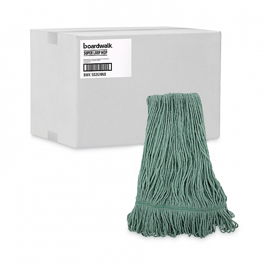 Narrowband Looped-End Mop Head, Premium Standard Head, Cotton/Rayon Fiber, Medium, Green, 12/Carton (502GNNB)