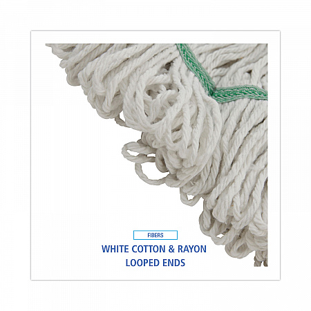 Narrowband Looped-End Mop Head, Premium Standard Head, Cotton/Rayon /Synthetic Fiber, Medium, White (502WHNB)