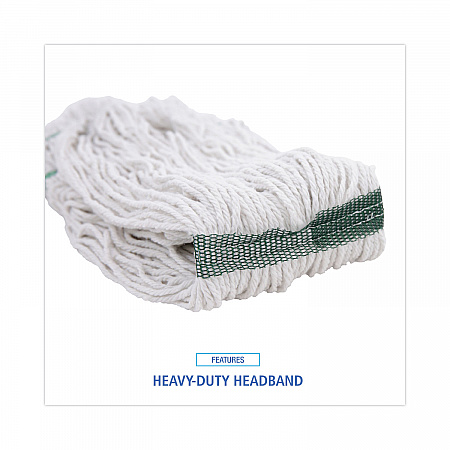 Narrowband Looped-End Mop Head, Premium Standard Head, Cotton/Rayon /Synthetic Fiber, Medium, White (502WHNB)