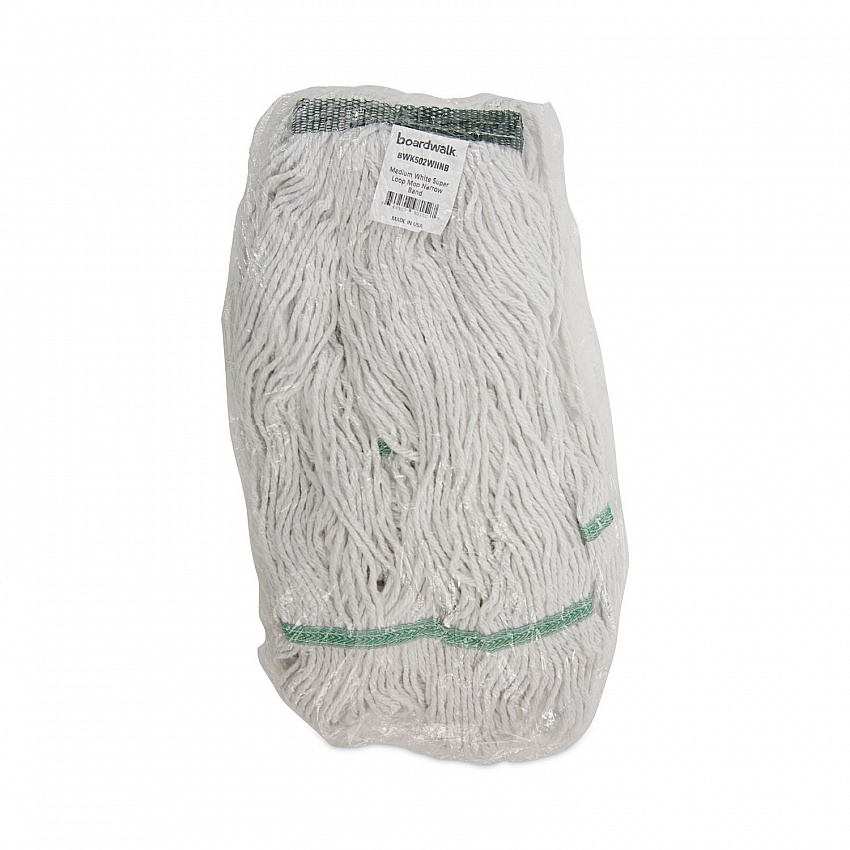 Narrowband Looped-End Mop Head, Premium Standard Head, Cotton/Rayon /Synthetic Fiber, Medium, White (502WHNB)