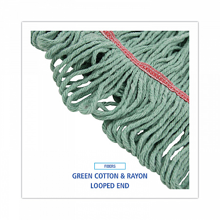 Narrowband Looped-End Mop Head, Premium Standard Head, Cotton/Rayon/Synthetic Fiber, Large, Green (503GNNB)
