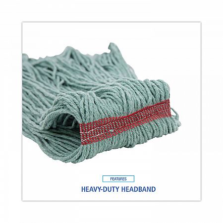 Narrowband Looped-End Mop Head, Premium Standard Head, Cotton/Rayon/Synthetic Fiber, Large, Green (503GNNB)