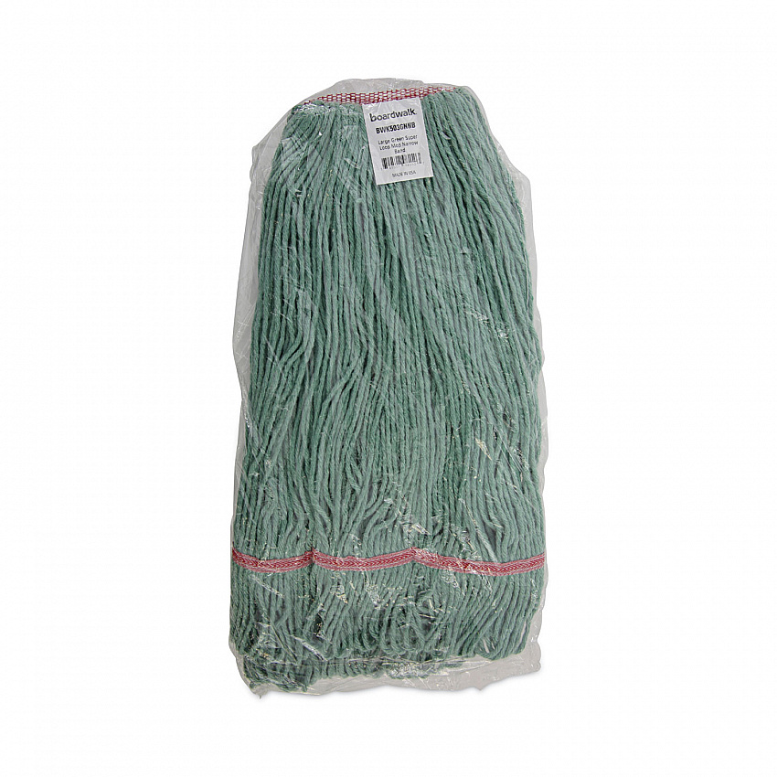 Narrowband Looped-End Mop Head, Premium Standard Head, Cotton/Rayon/Synthetic Fiber, Large, Green (503GNNB)