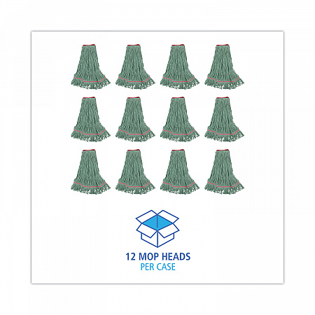 Narrowband Looped-End Mop Head, Premium Standard Head, Cotton/Rayon/Synthetic Fiber, Large, Green (503GNNB)
