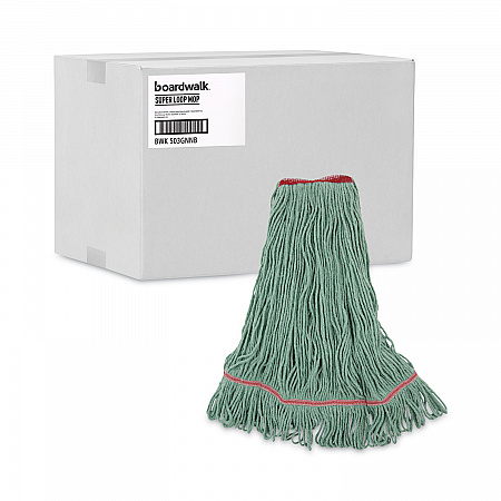 Narrowband Looped-End Mop Head, Premium Standard Head, Cotton/Rayon/Synthetic Fiber, Large, Green (503GNNB)