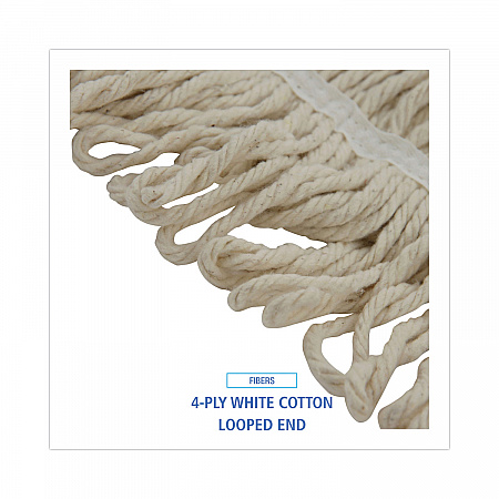 Mop Head, Pro Loop Web/Tailband, Premium Saddleback Head, Cotton, 24 oz, White, 12/Carton (524C)