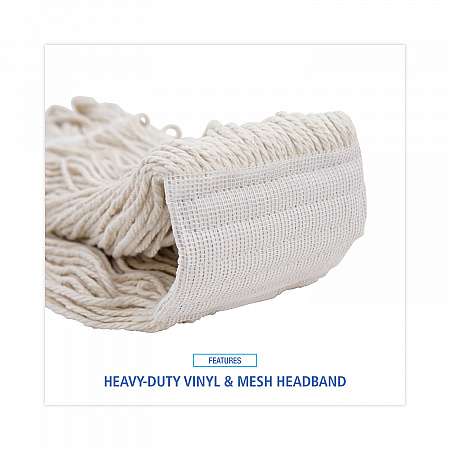 Mop Head, Pro Loop Web/Tailband, Premium Saddleback Head, Cotton, 24 oz, White, 12/Carton (524C)