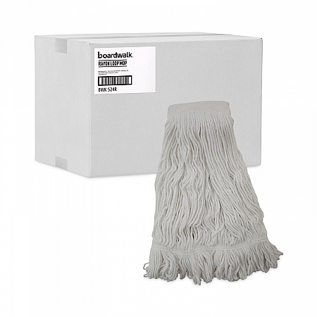 Mop Head, Pro Loop Web/Tailband, Premium Saddleback Head, Rayon, 24 oz., White, 12/Carton (524R)