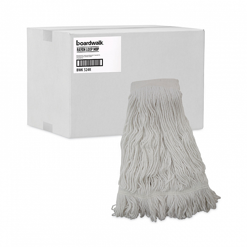 Mop Head, Pro Loop Web/Tailband, Premium Saddleback Head, Rayon, 24 oz., White, 12/Carton (524R)