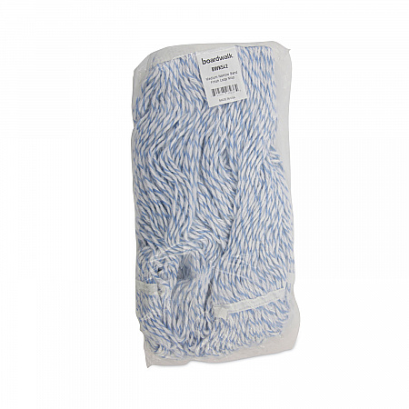 Floor Finish Mop Head, Narrow, Rayon/Polyester, Medium, White/Blue Stripes, 12/Carton (542CT)