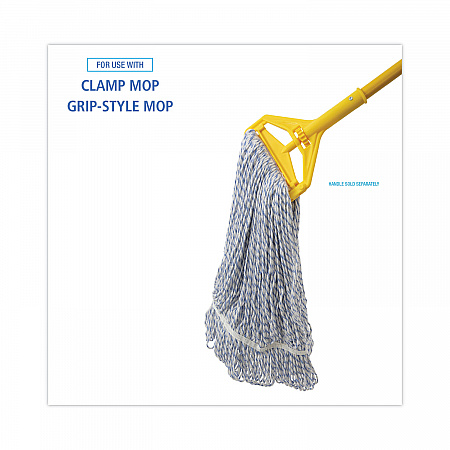 Floor Finish Mop Head, Narrow, Rayon/Polyester, Large, White/Blue Stripes, 12/Carton (543CT)