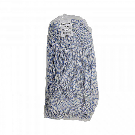 Floor Finish Mop Head, Narrow, Rayon/Polyester, Large, White/Blue Stripes, 12/Carton (543CT)