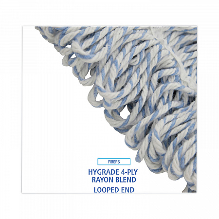 Floor Finish Mop Head, Wide, Rayon/Polyester, Medium, White/Blue Stripes, 12/Carton (552)