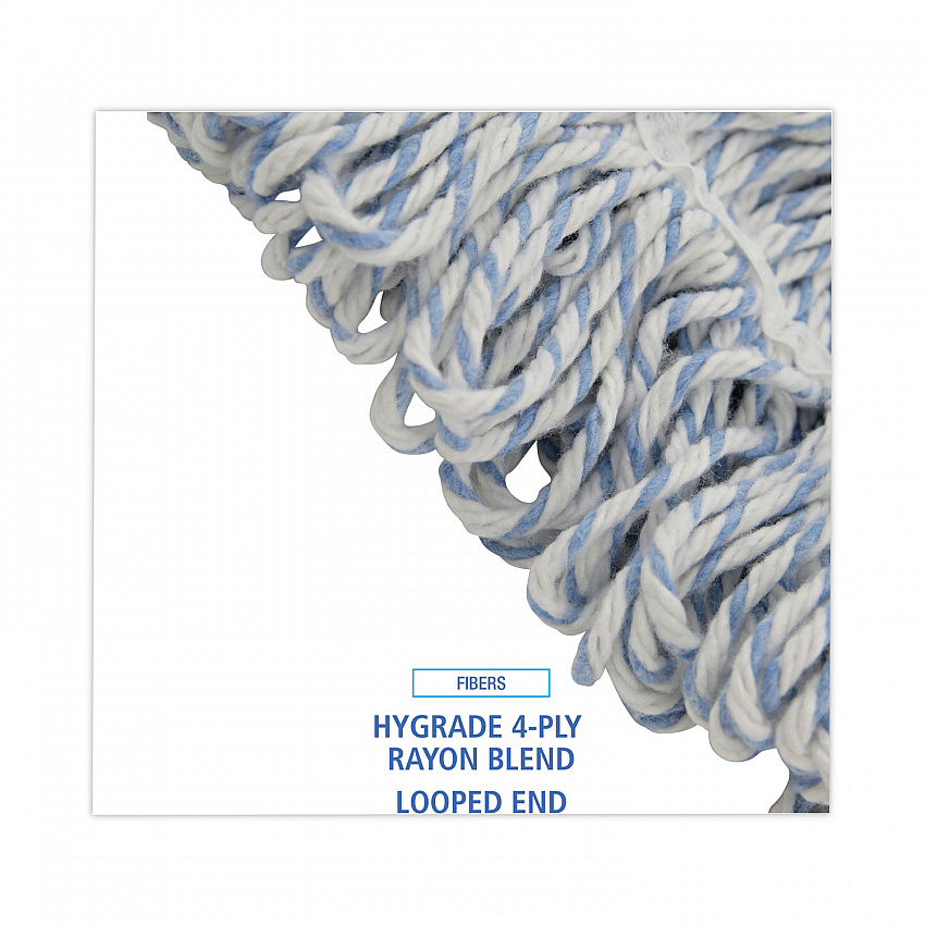 Floor Finish Mop Head, Wide, Rayon/Polyester, Medium, White/Blue Stripes, 12/Carton (552)