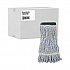 Floor Finish Mop Head, Wide, Rayon/Polyester, Medium, White/Blue Stripes, 12/Carton (552)