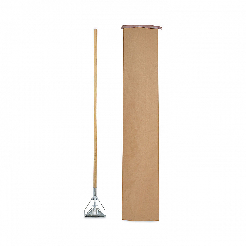 Screw Clamp Metal Head Wooden Mop Handle, #20+, 62", Natural (603)