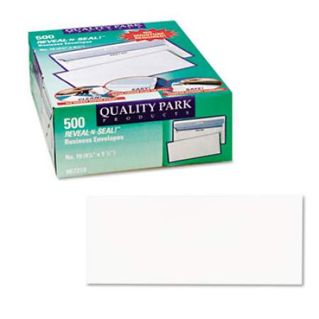 Quality Park Reveal-N-Seal Envelope, #10, Commercial Flap, Self-Adhesive Closure, 4.13 x 9.5, White, 500/Box (67218)