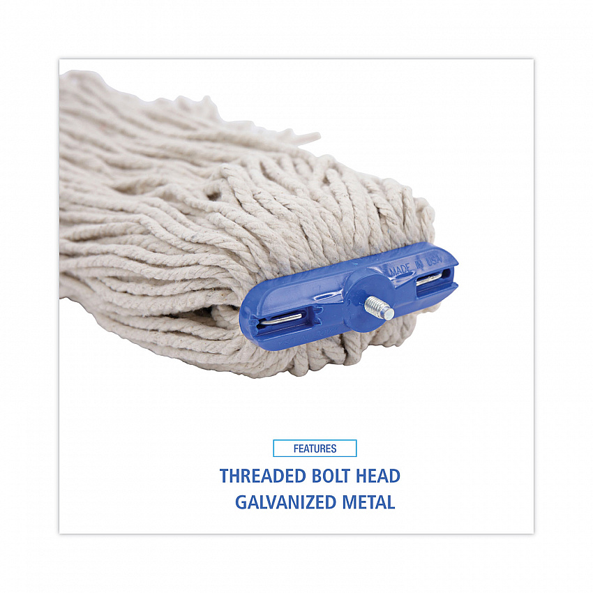 Cut-End Lie-Flat Wet Mop Head, Cotton, 16 oz, White, 12/Carton (716CCT)