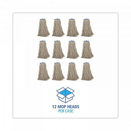 Cut-End Lie-Flat Wet Mop Head, Cotton, 16 oz, White, 12/Carton (716CCT)