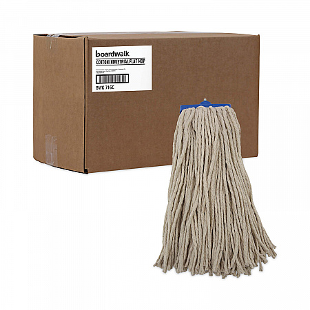Cut-End Lie-Flat Wet Mop Head, Cotton, 16 oz, White, 12/Carton (716CCT)